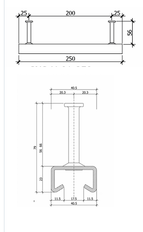 C Form 2×Stud Ankrajlı Cephe Kanalı teknik çizimi